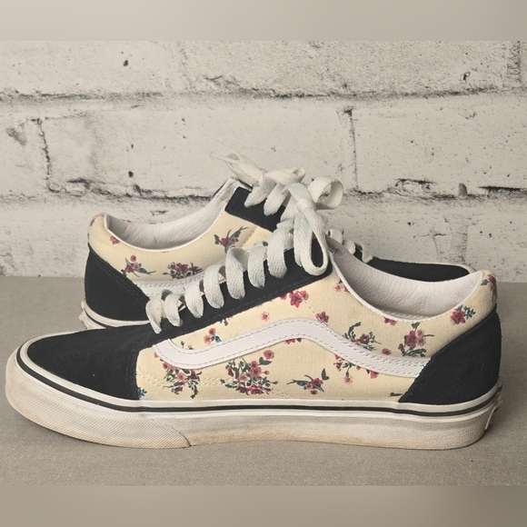 Vans Old Skool Ditsy Floral Sneakers Women’s 8 Black Cream Skate Shoes - Picture 6 of 11